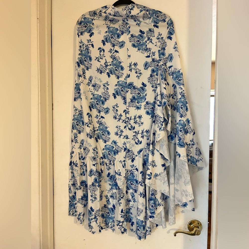 Floral Blue and White Ruffle Skirt